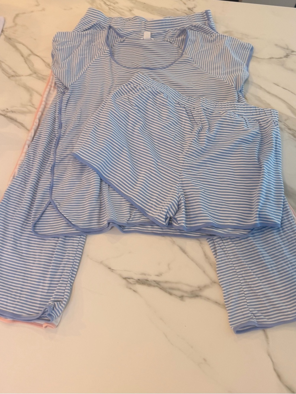 Lake Womens aBlue&White Striped Pajama Set - Soft Sleepwear, Pants, shorts top